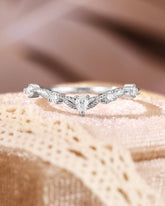 FOLIARA Nature Inspired Leafy Wedding Band Stacking Ring